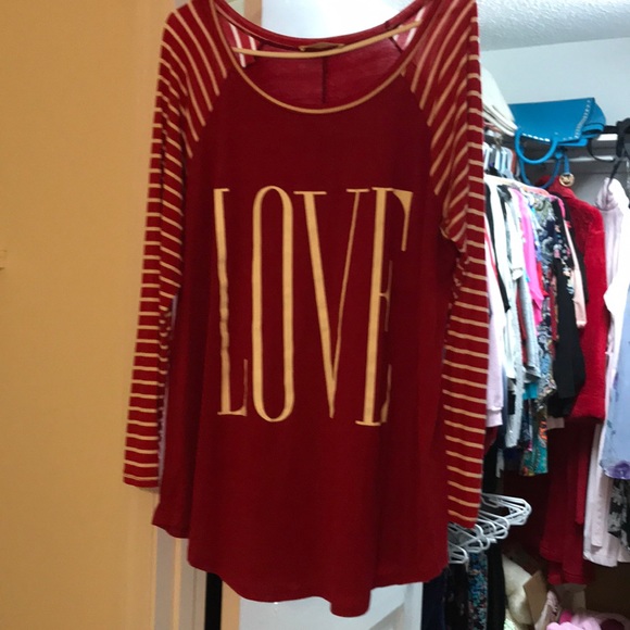 a.gain Tops - Red Love tunic - NEW!